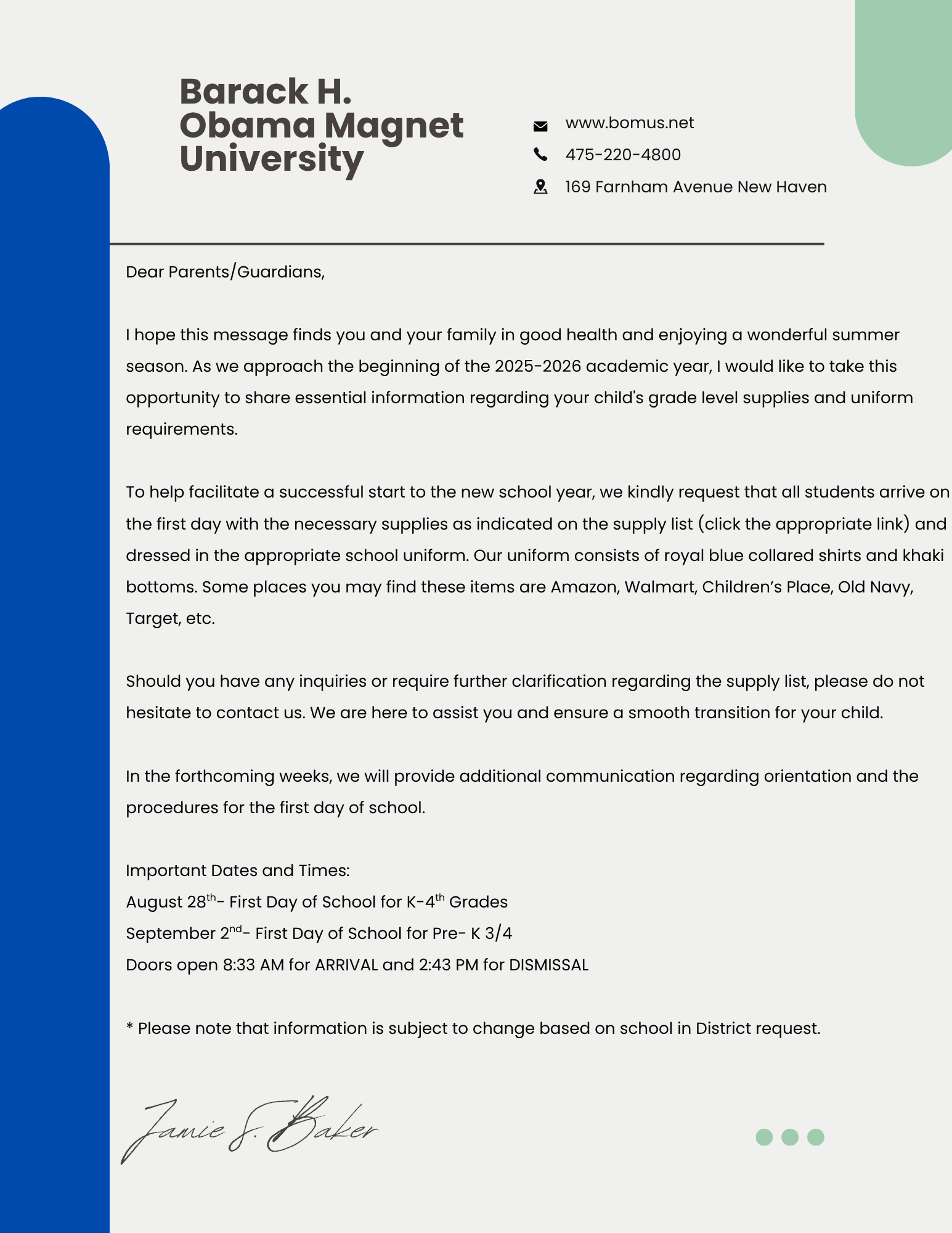 Summer Parent Letter 25/26