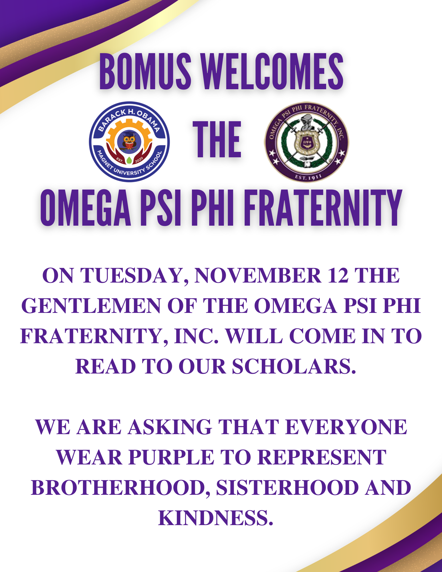 BOMUS Welcomes Omega Psi Phi Fraternity, Inc.